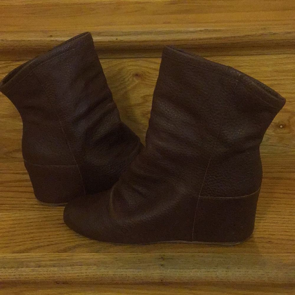 80%20 Womens Brown Stacked Leather Boots Size 6